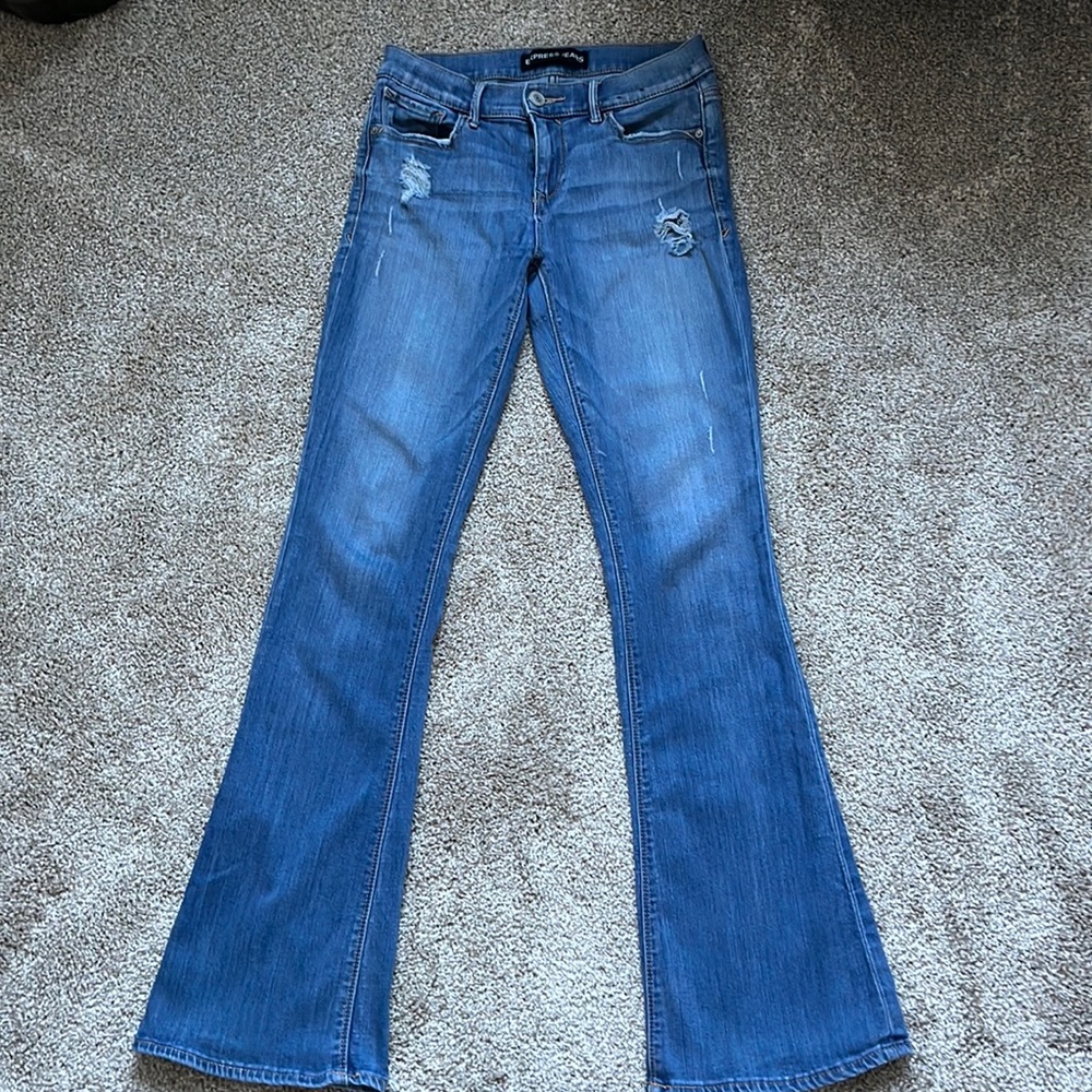 Express Mid Rise Slim Flare Jeans